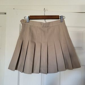 American Apparel Tan Pleated Skirt